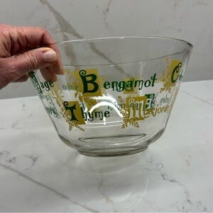 Vintage MCM Spice Herb Motif Large Glass Bowl Salad Chips Rare